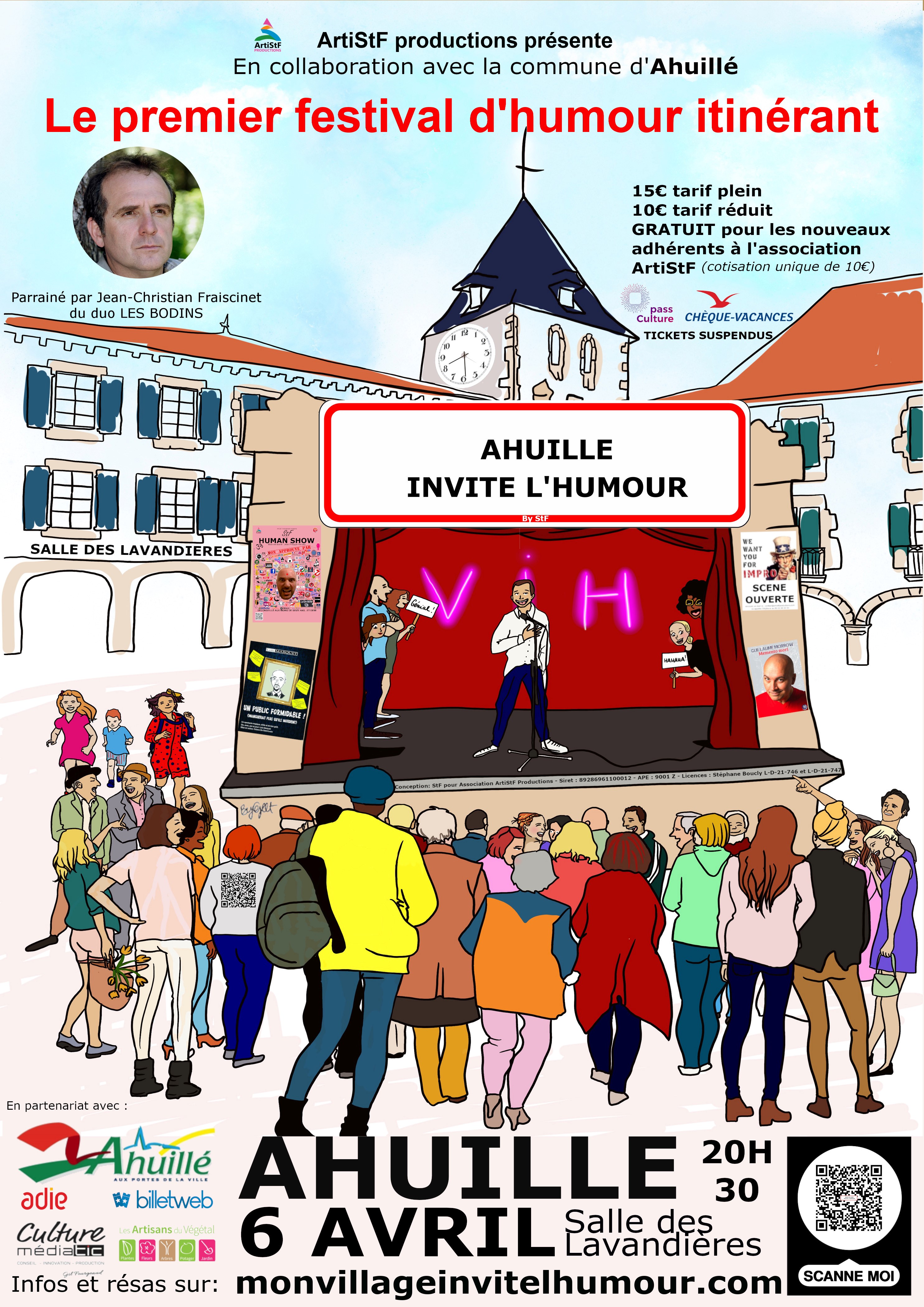 affiche mon village invite l'humour