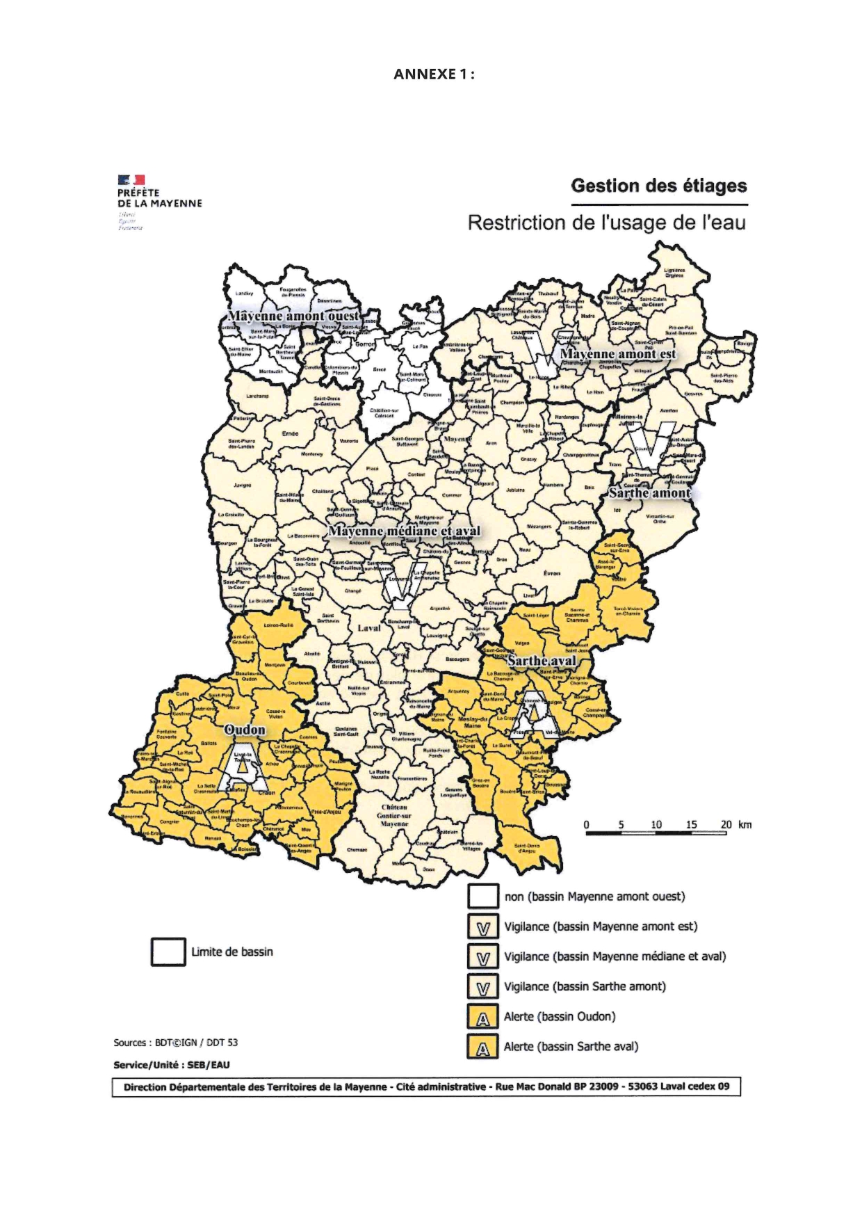 carte des restrictions d'eau
